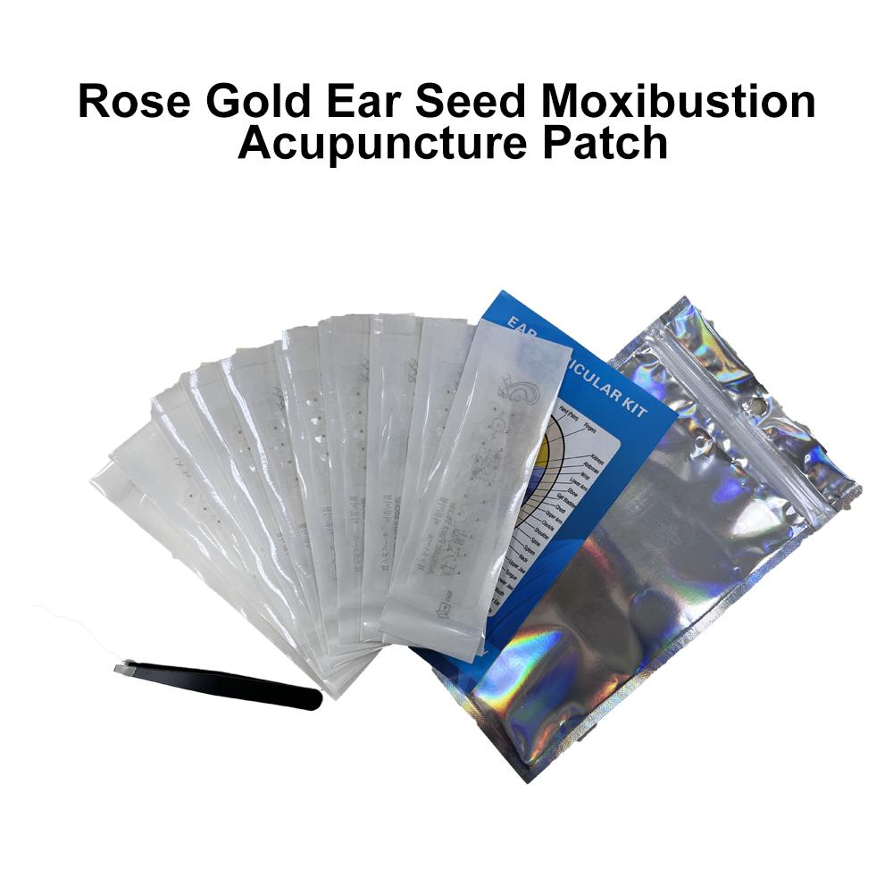 100 шт. Наклейки для аурикулотерапии из розового золота для снятия боли, беспокойства и сна