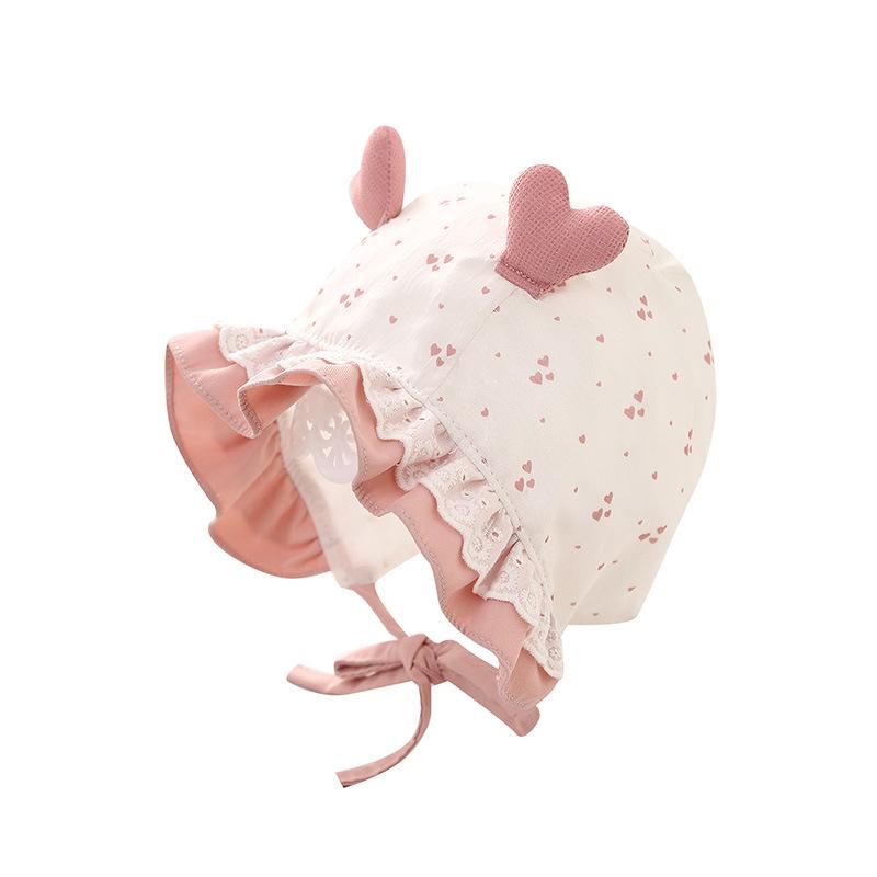 Шляпа для девочки с цветочным принтом, кружевной отделкой и защитой ушей для весны/лета