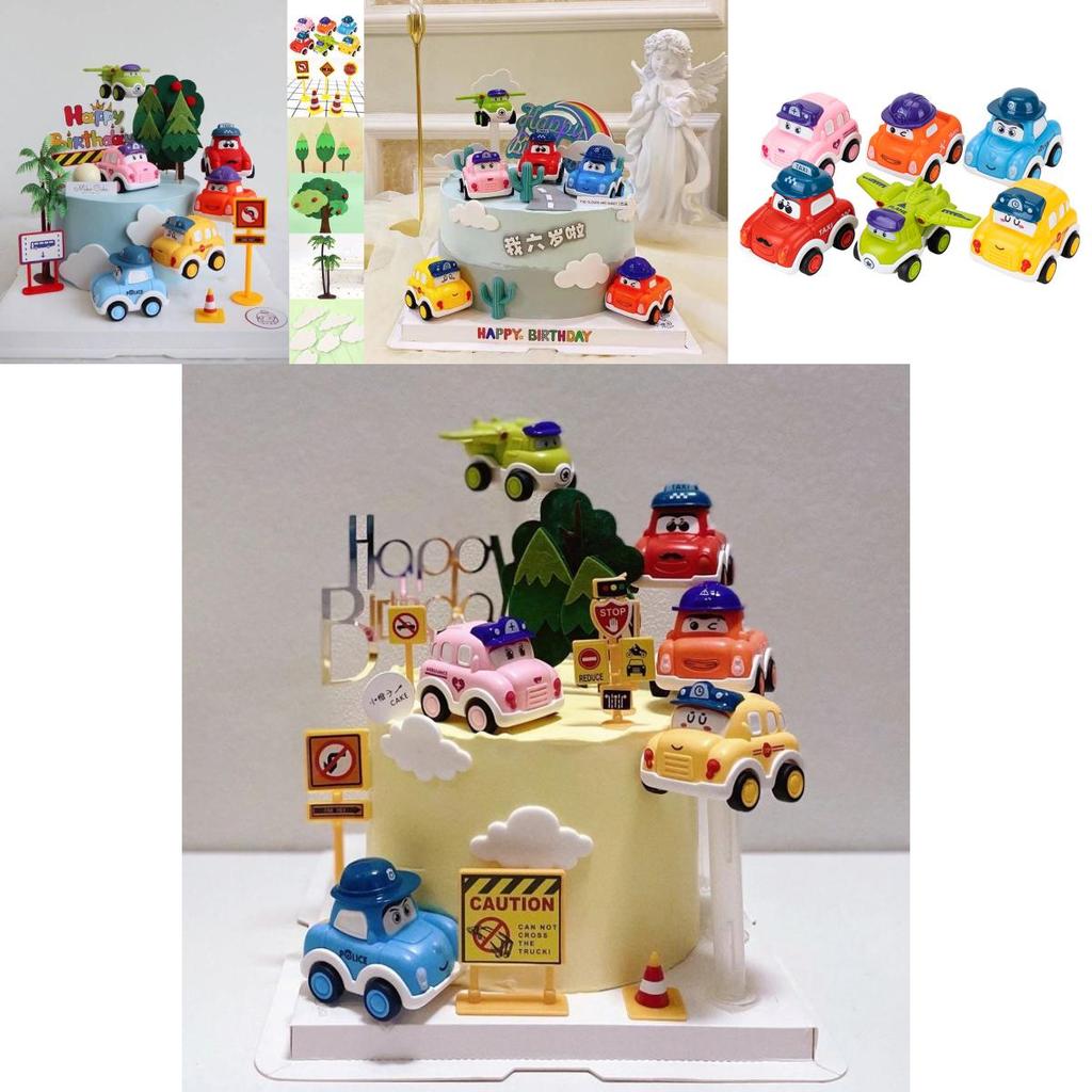 Очаровательный набор для украшения торта с мультяшной гоночной машиной, идеально подходящий для детских празднований дня рождения