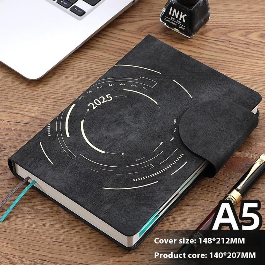 A5 Student Daily Planner, 2025 Diary, Buckle 365-day Planner, Thickened Business Meeting Record Book, Memo, 202 Sheets 404 Pages