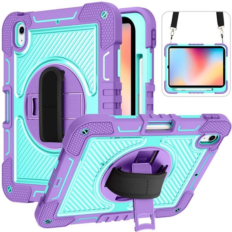 For iPad A16 11 inch (2025)/iPad 10.9 inch 10th Gen Shockproof Case, Built-in Pencil Holder, Tri-fold Stand, Clear Back, Black
