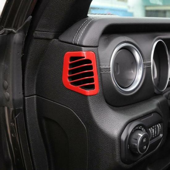 For   Jeep Gladiator JT ABS Red Dashboard Side AC Air Vent Cover Trim 2P