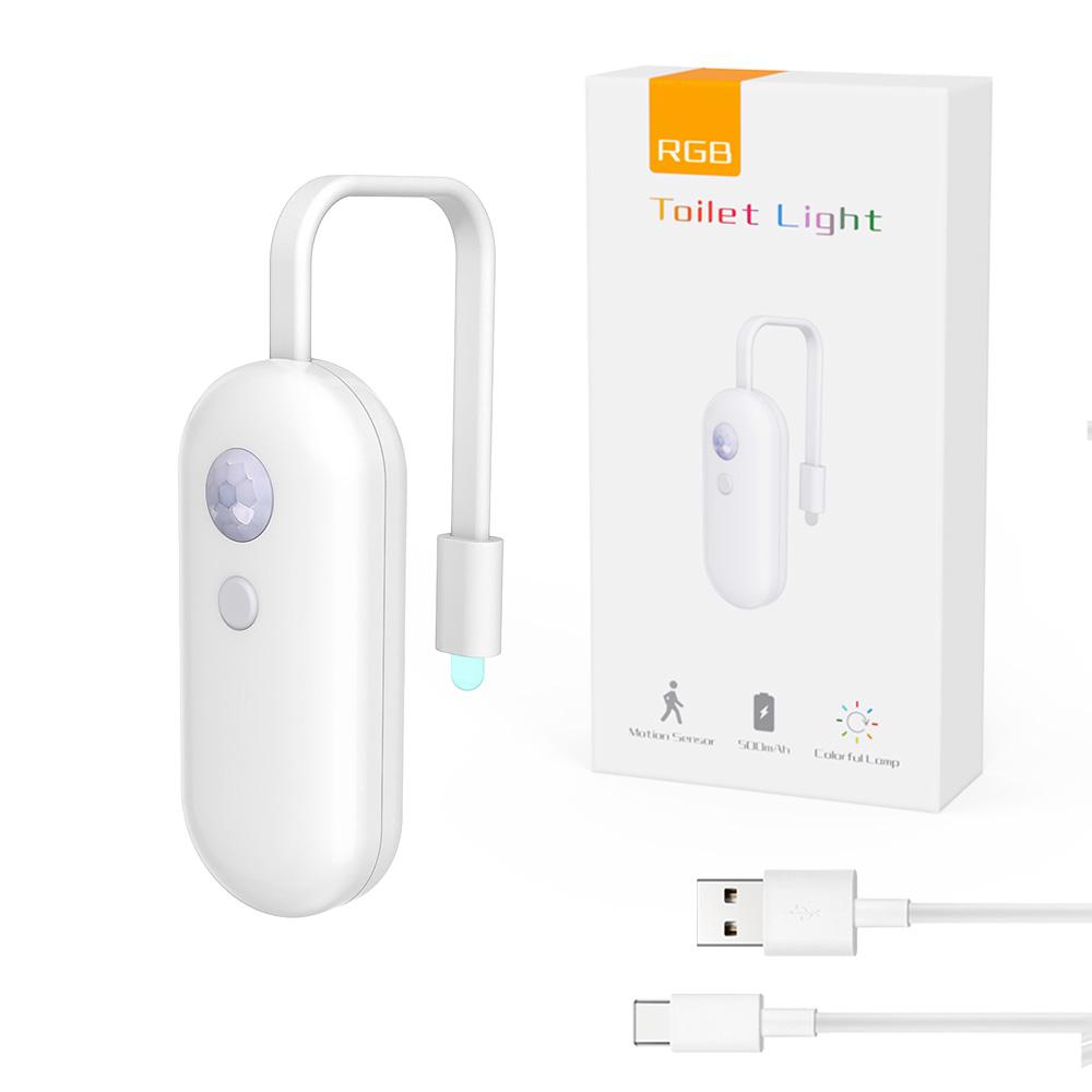 Светодиодный ночник RGB с датчиком движения для туалета, умный, автоматическое включение/выключение, несколько цветов, водонепроницаемый, перезаряжаемый, для ванной комнаты, туалета