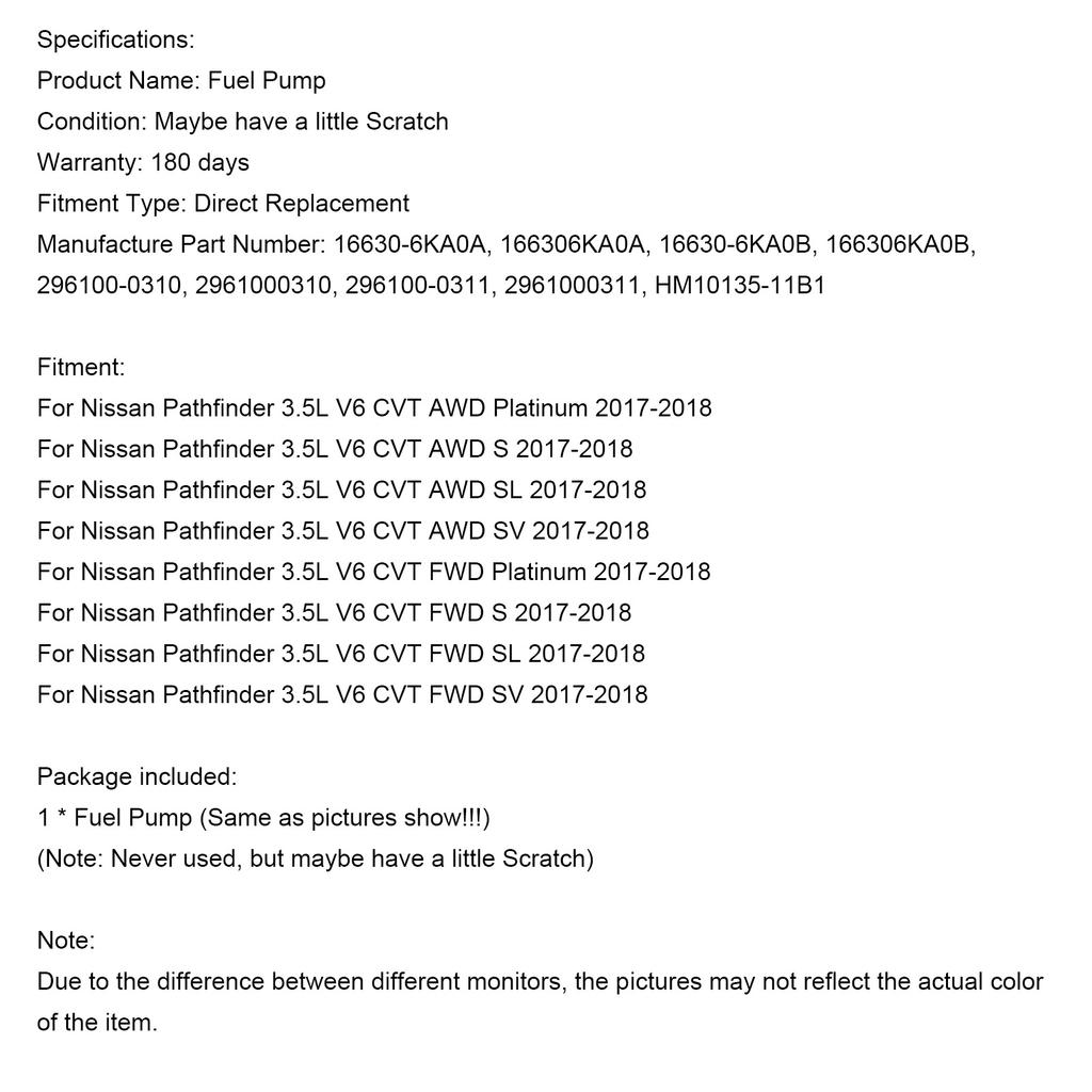 Топливный насос высокого давления 166306KA0A подходит для Nissan Pathfinder подходит для Infiniti QX60 17-22