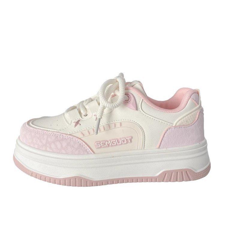 Высококачественные белые туфли на толстой подошве для женщин, весна 2025, новые шикарные нишевые туфли в корейском стиле с низким верхом, дышащие студенческие туфли для сноуборда