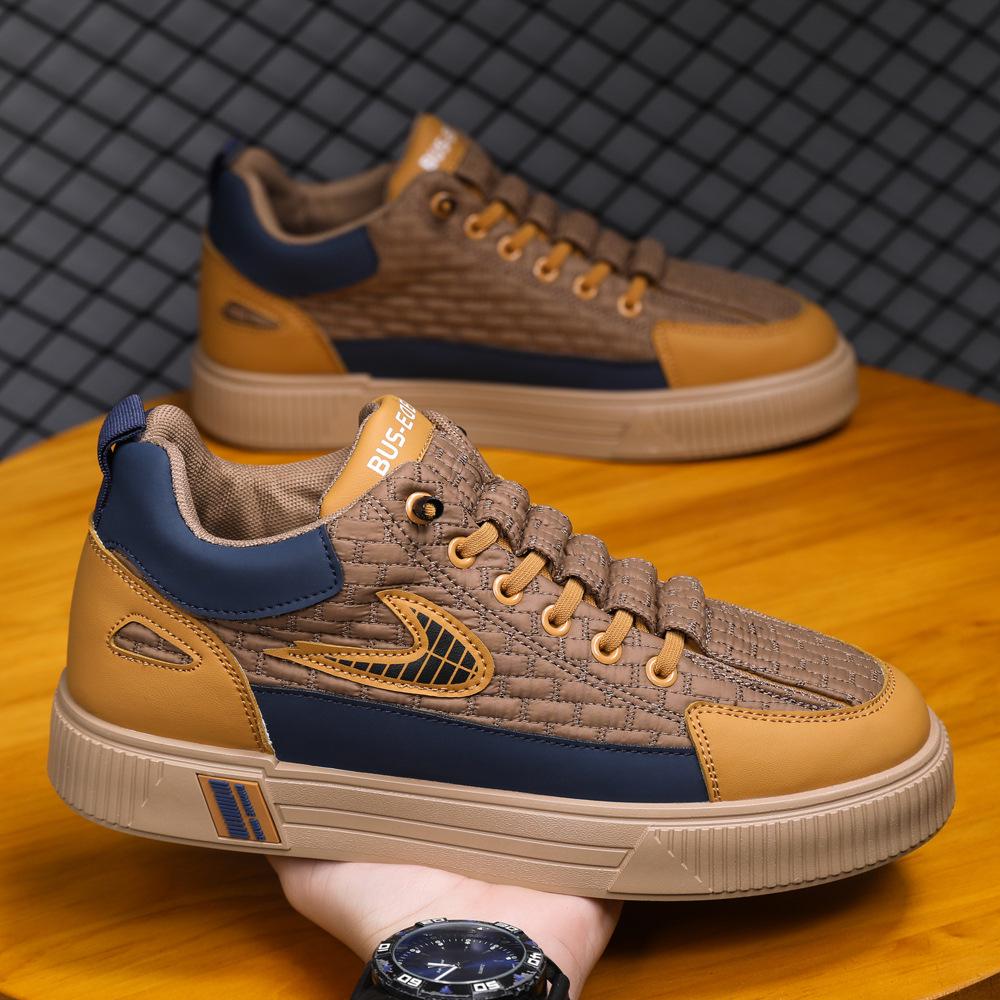 Мужские водонепроницаемые кожаные кроссовки Slip-On Casual Sneakers - спортивная обувь с толстой подошвой, увеличивающая рост, на осень