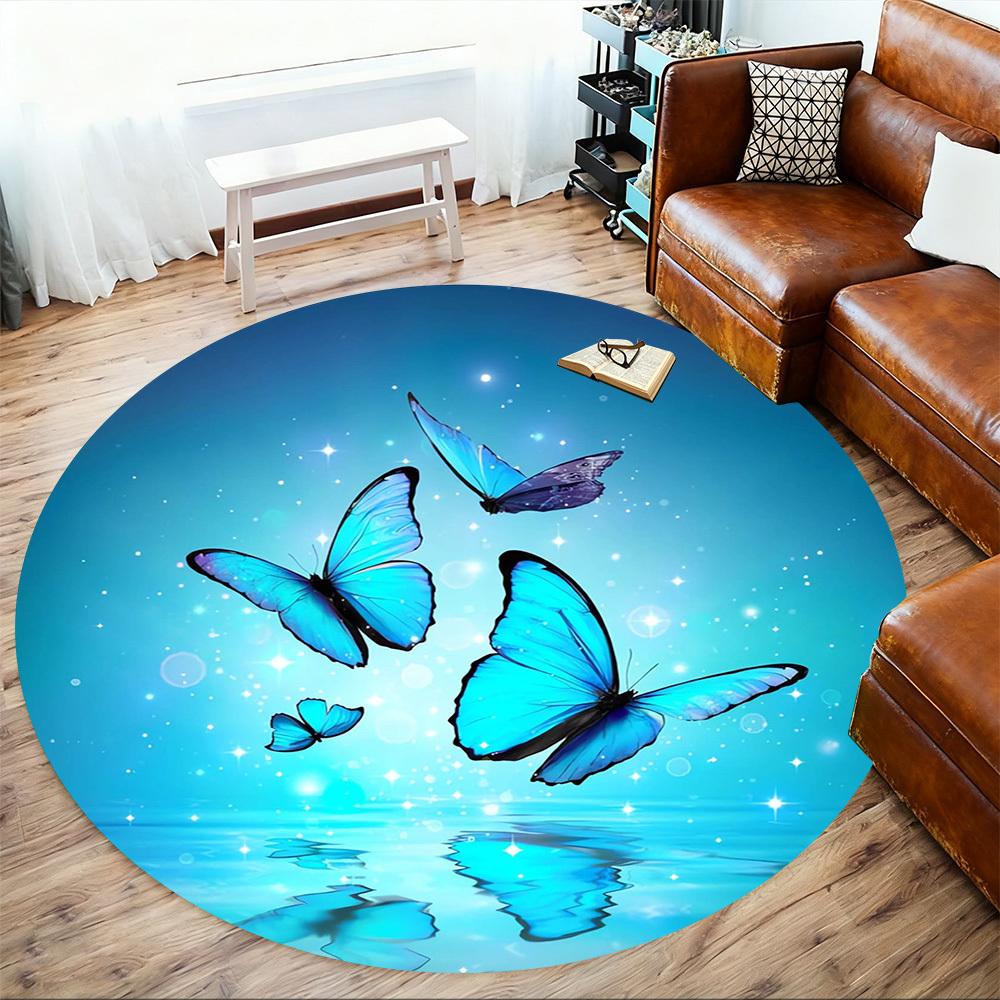 1pc Butterfly, Water Round Chair mat Area Rug - Non-Slip, Floor Mat for Office, Bedroom, home decor Christmas Gift p0811120