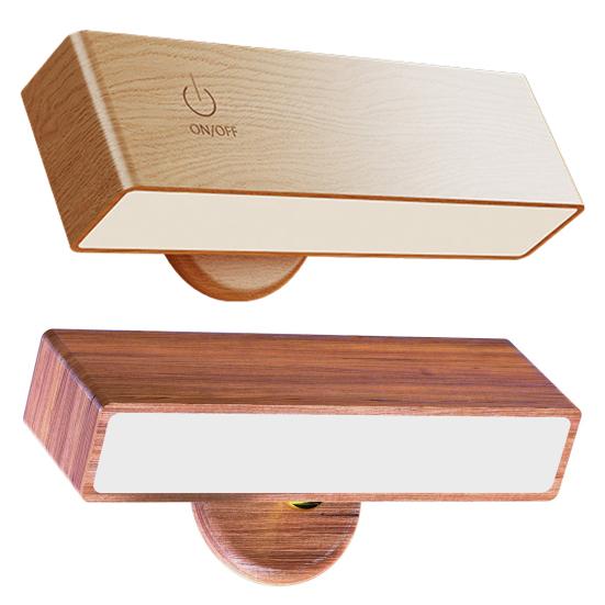 Вращающийся на 360 градусов настенный светильник, портативный беспроводной настенный светильник с аккумулятором 2500 мАч, плавная регулировка яркости, память, эстетика дерева, простая установка, спальня, гостиная