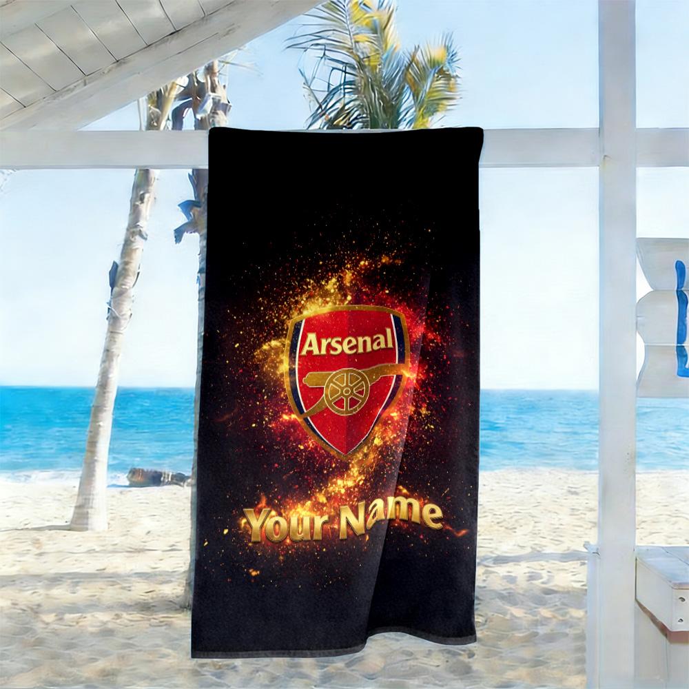 Arsenal F.c. Customize Your Name Beach Towel Super Soft & Absorbent Portable for SwimmingBeachCamping Travel Beach AccessoriesGym