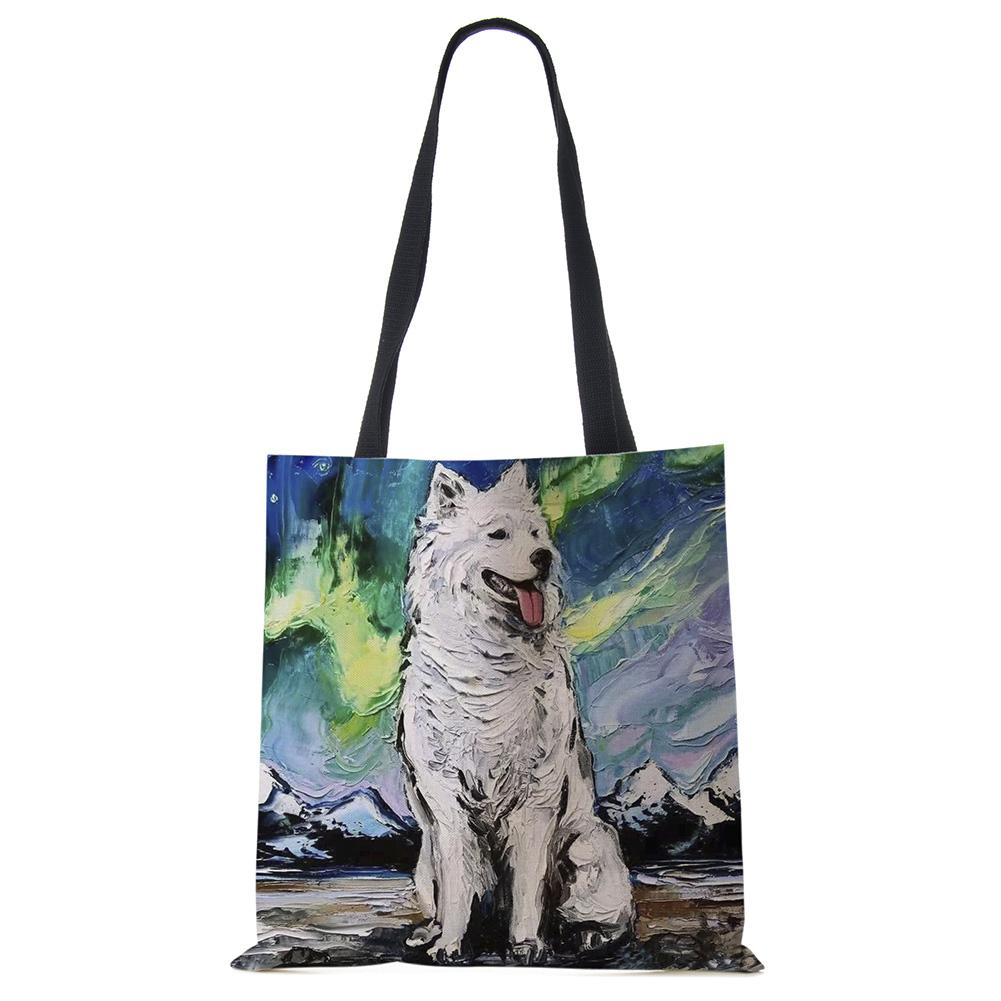 Звездное небо Животное Собака Принт Сумка-тоут Сумка через плечо Женская Большая Повседневная Сумка для покупок Дамская Ручная сумка для покупок На открытом воздухе CLE