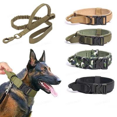 Тактический ошейник и поводок для собак, военные регулируемые прочные нейлоновые поводки для средних и больших немецких овчарок, тренировочные аксессуары