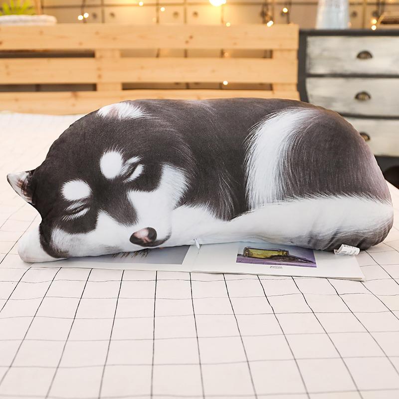 Cute Cat Dog Animal Pillow Simulation Creative Strip Sleeping Pillow Doll Children Plush Toy Bed