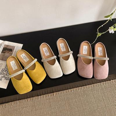 Нишевая литературная обувь со стразами на плоской подошве, туфли Мэри Джейн женские 2025 года в европейском стиле, ретро-стиль, одиночные туфли с сумкой на голову, полутапочки