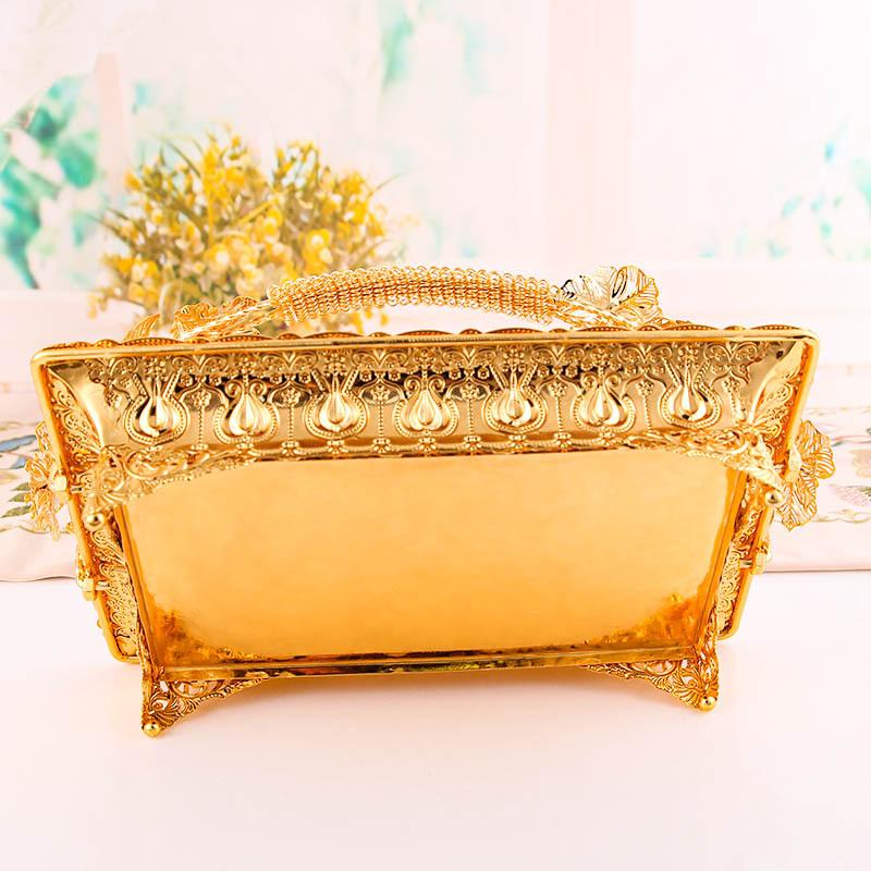Fruit Snack Basket European Classic Style Gold Silver Metal Single Layer Multipurpose for Living Room Gift Idea