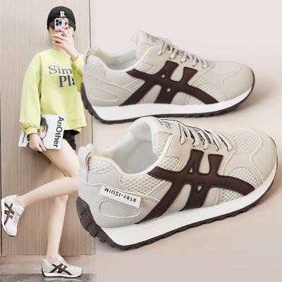 Новая весенне-летняя дышащая тонкоподошвенная женская обувь с цветными блоками для женской обуви, спортивная и повседневная, увеличивающая рост, с круглым носком