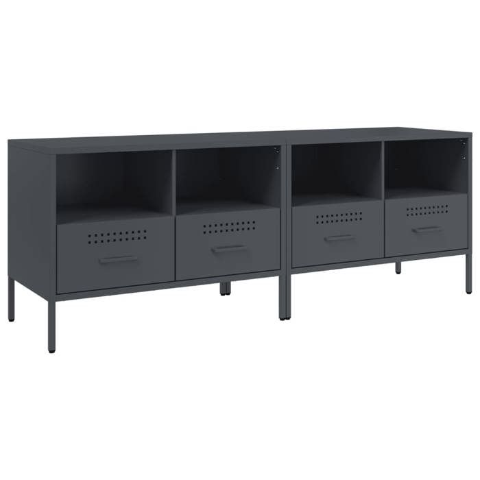 VidaXL Meubles TV 2 pcs, Armoires de Télévision avec Pieds, Supports Télé avec Rangement Salle de Séjour, Anthracite 843047