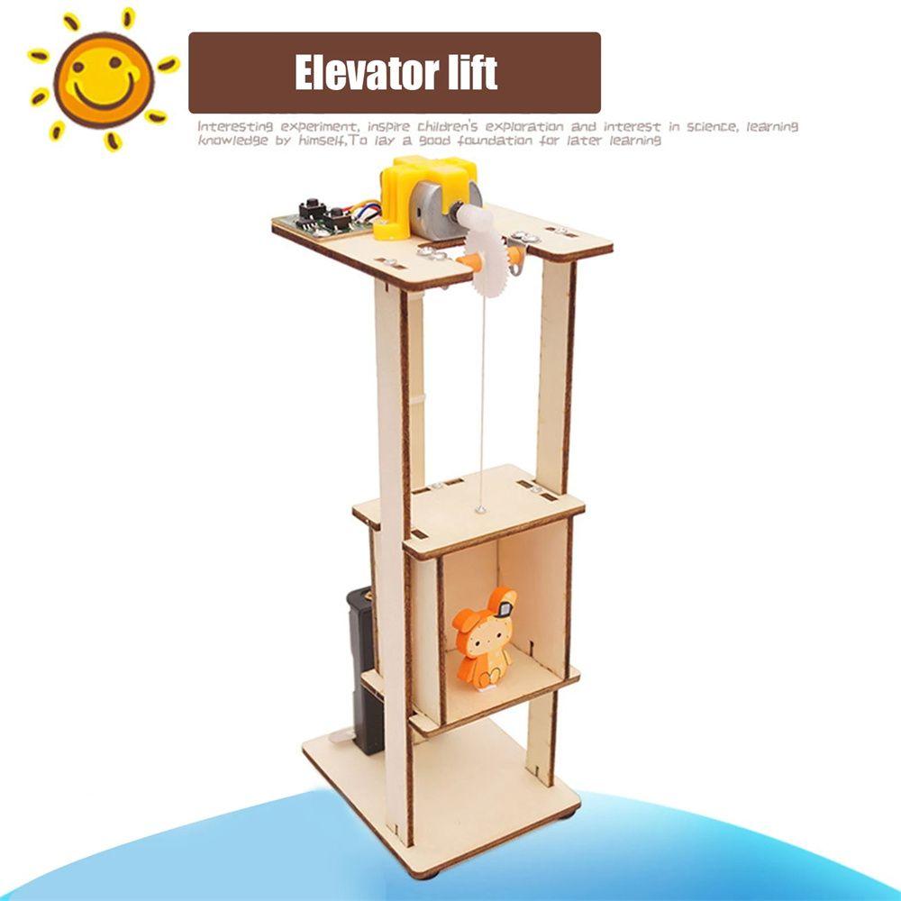 Educational Toys Wooden Elevator Technology Making Toys Electric Toy Assembled Electric Lift
