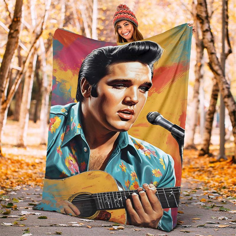 Elvis Flannel Blanket Soft All-Season Throw, Design for Camping, Car Travel, Hiking Sofa, Bed, Office Perfect Gift for Parties