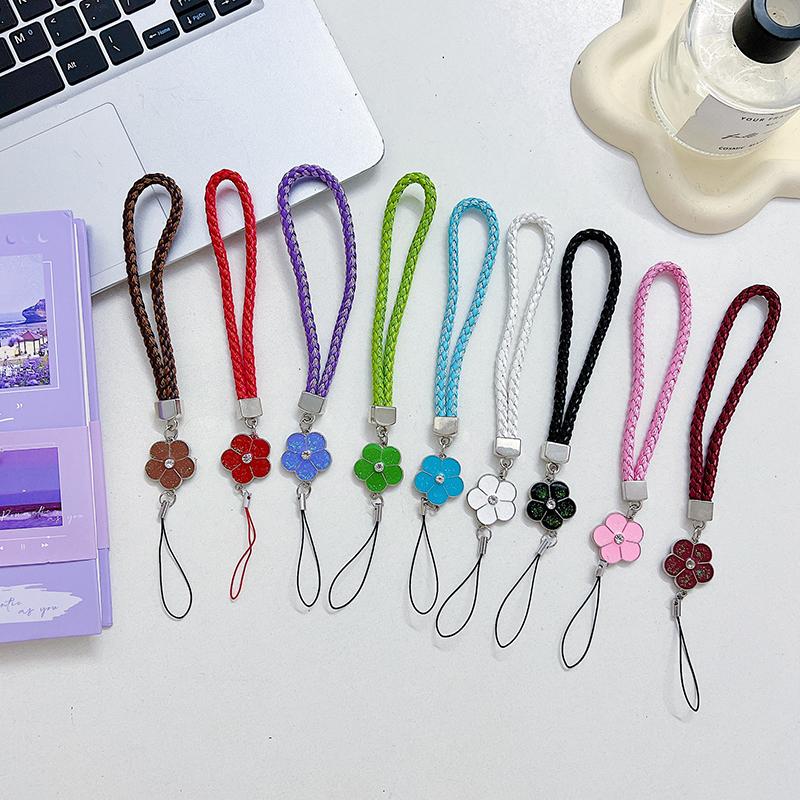 Wrist Anti-Lost Hanging Cord Pu Leather Rope Flower Mobile Phone Strap Cell Phone Lanyard Mobile Phone Lanyard Keychain