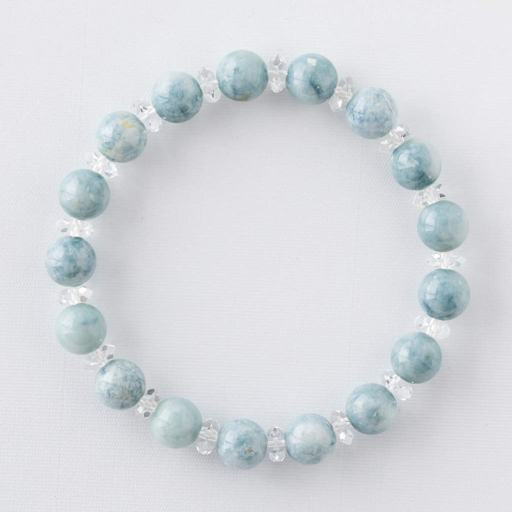 15cm Itoigawa Natural Jadeite Bracelet with Blue and Quartz a Beautiful Japanese National Stone and Jomon Power Stone Jadeite Workshop Special