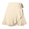 Summer Tie High Waist Solid Color Ruffle Short Half-body Skirt