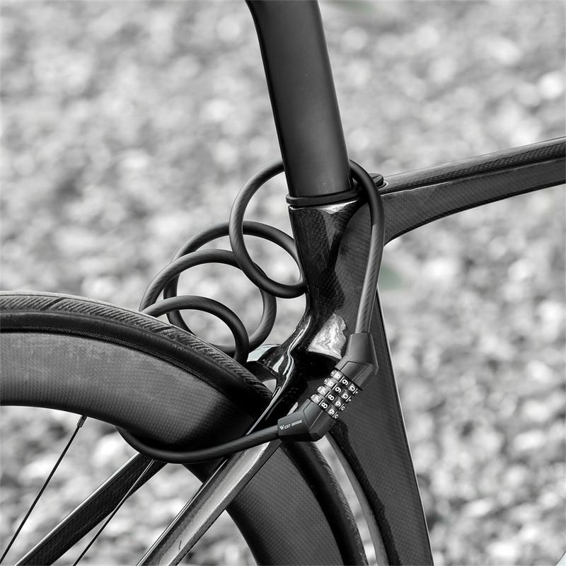 WEST BIKING 1,2 м Велосипедный тросовый замок 4-значный кодовый замок Стальной проволочный замок Водонепроницаемый Износостойкий ПВХ Портативный замок