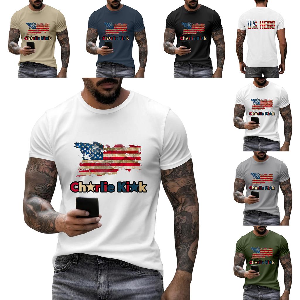 Men's Printed Short Sleeve T-Shirt Men's Loose Casual Short Sleeve Top