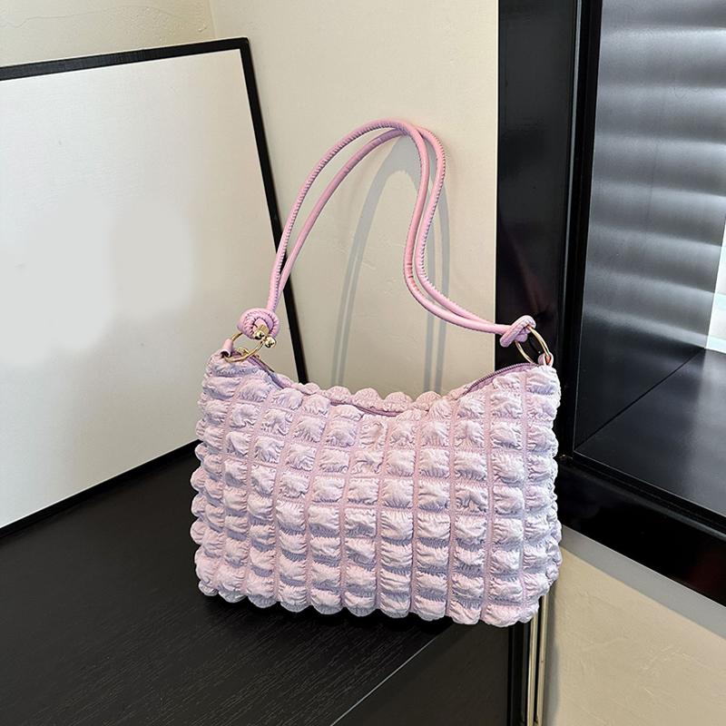 Canvas Wrinkle Bag for Women Shoulder Bags Pleated Bubbles Handbags Padded Casual Underarm Quilted Bag Tote Cloud Bag Purse