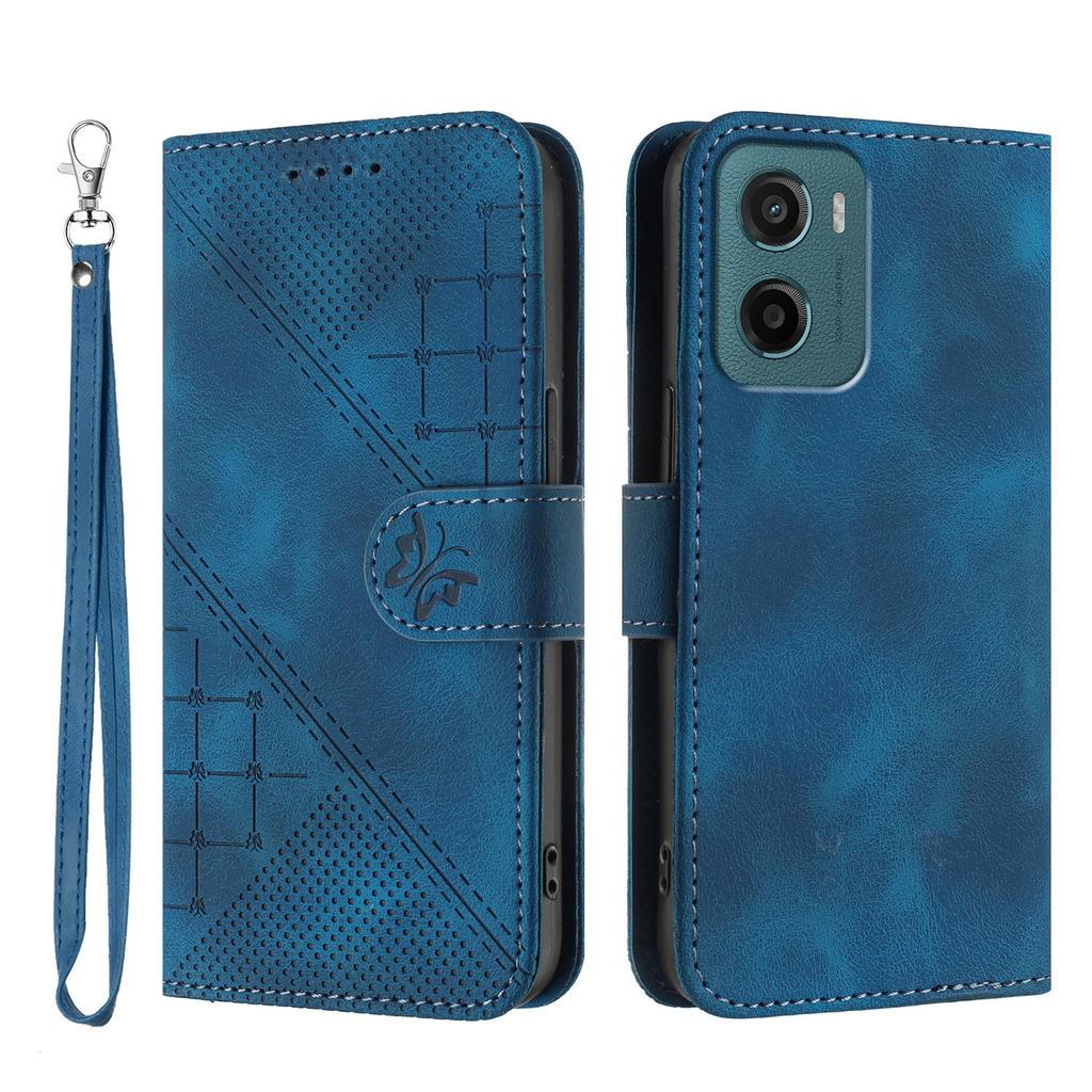 For Motorola Moto E15 4G/Motorola Moto G05 4G Leather Wallet Case Butterfly Flower Imprinted Phone Cover with Strap