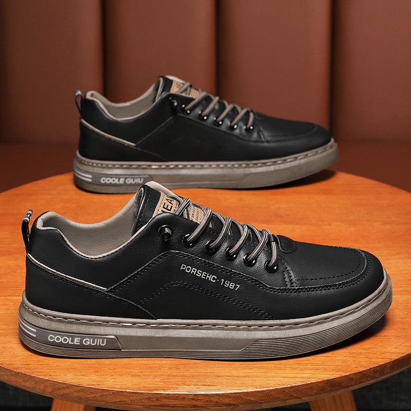 Мужские модные повседневные кожаные туфли - Весна/Осень Универсальные легкие белые кроссовки в корейском стиле