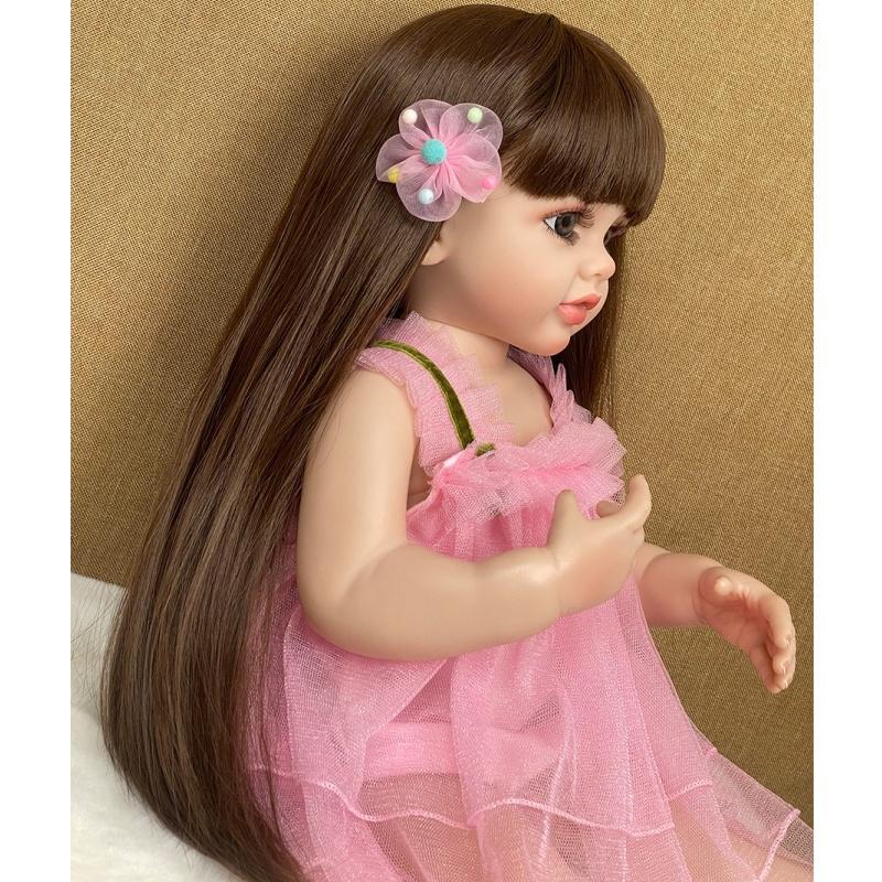 55 СМ Кукла Reborn Toddler Betty Wear Розовое Платье 22-дюймовое Полностью Силиконовое Тело Куклы Для Девочек Реалистичные Мягкие На ощупь Стоячая Кукла Возрождения Детская Игрушка Товарища