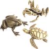 Vintage Brass Crab Frog Sea Turtle Statue Ornaments Copper Aquatic Animals Figurines Home Desk Decorations Accessories Tea Pets