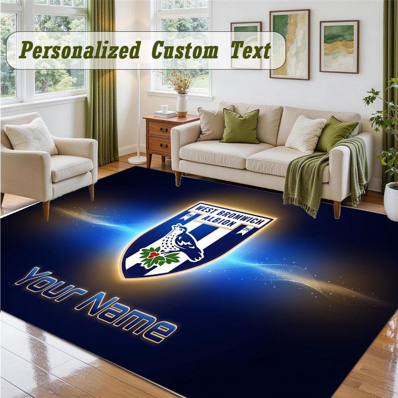 Crystal Velvet Square Rug Custom NameWest Bromwich Albion Pattern Non Slip Home Floor Decor Rug