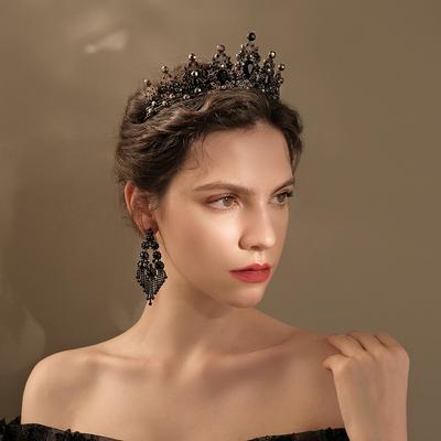 Украшения на Хэллоуин, корона из сплава со стразами, праздничная вечеринка, танцевальное платье, головной убор, высококачественная черная корона
