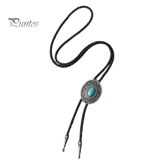 Ретро ожерелье-свитер в западном ковбойском стиле, свитер с цепочкой, резная искусственная бирюзовая пряжка, длинное ожерелье из искусственной кожи