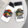 Enjoy a Day of Fishing Pleasure Case For Samsung Z Flip 6 5G Galaxy Z Flip 5 4 3 5G Black Hard Cell Phone Cover Luxury PC Shell