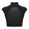 Girls Sleeveless Crop Top Shiny Rhinestones Cutout Design for Figure Skating Dance Gymnastics Performance Wear