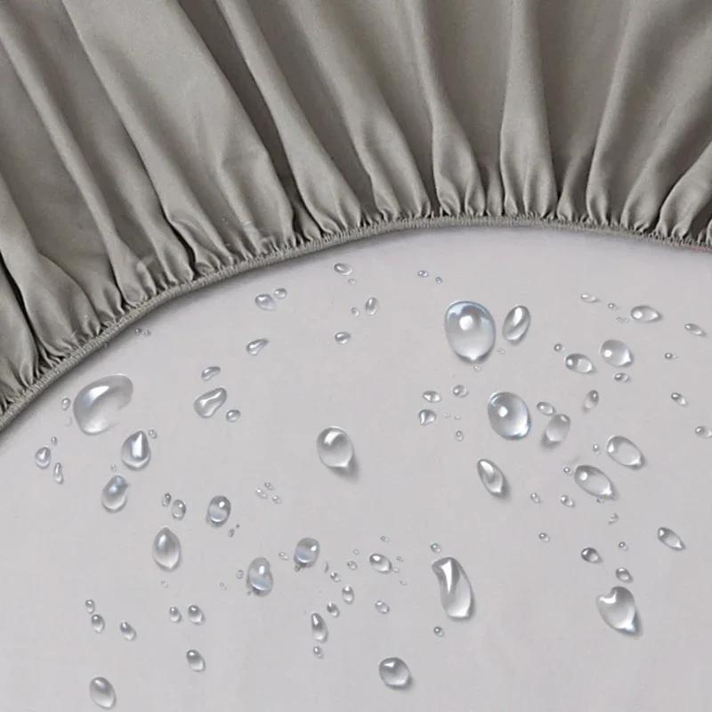 Однотонная водонепроницаемая простыня на резинке, нескользящий регулируемый наматрасник для двуспальной, королевской, полуторной кровати 90/120/150/180/200см