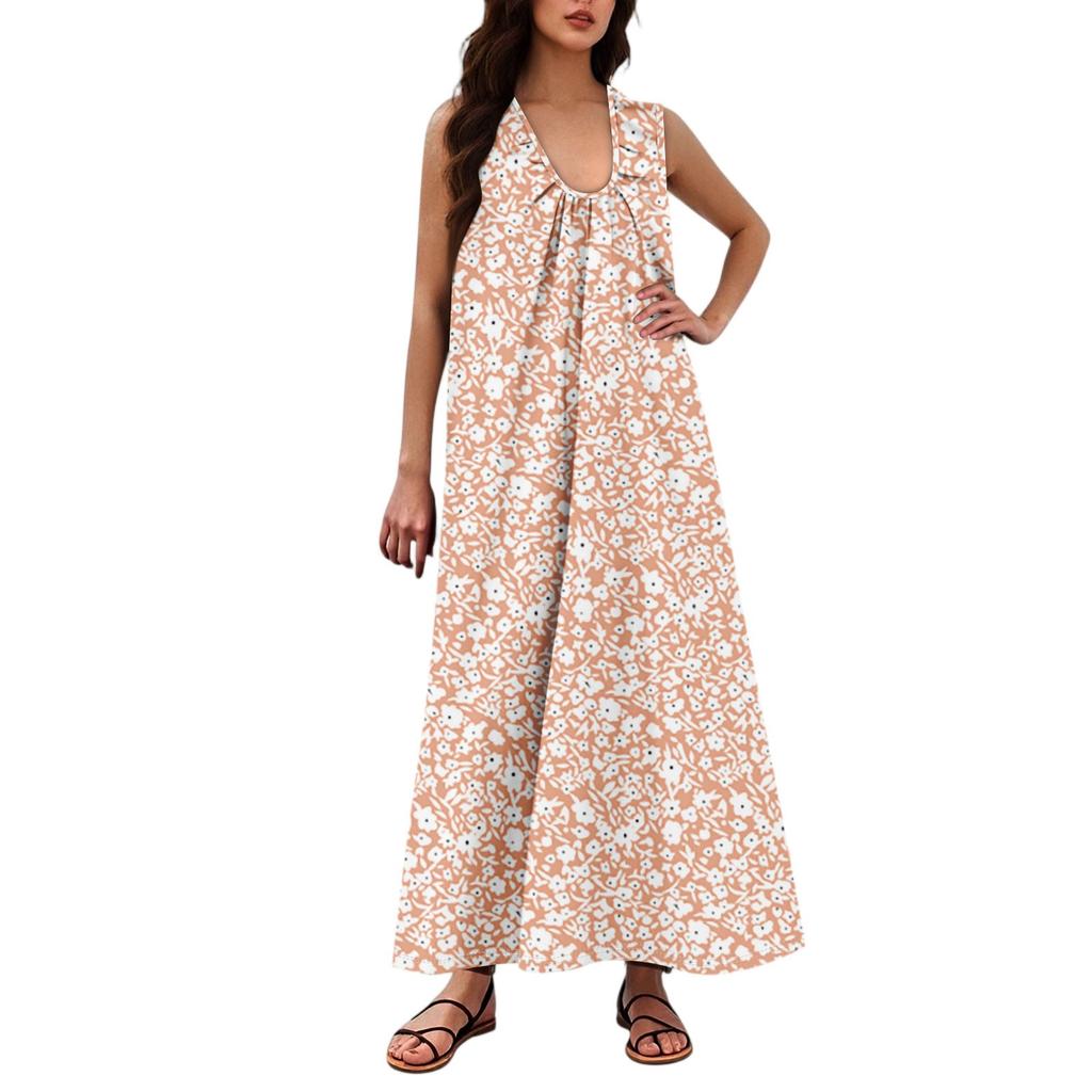 Женская Мода Повседневная А-силуэт Цветочный Принт Эффект Молотка Свободная Длинная Юбка с Карманами