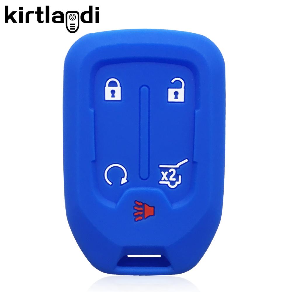 Silicone Car Key Cover Case for GMC Yukon XL Sierra Terrain Acadia for Chevrolet Tahoe 2015-2020 Remote Keyless Holder Keychain