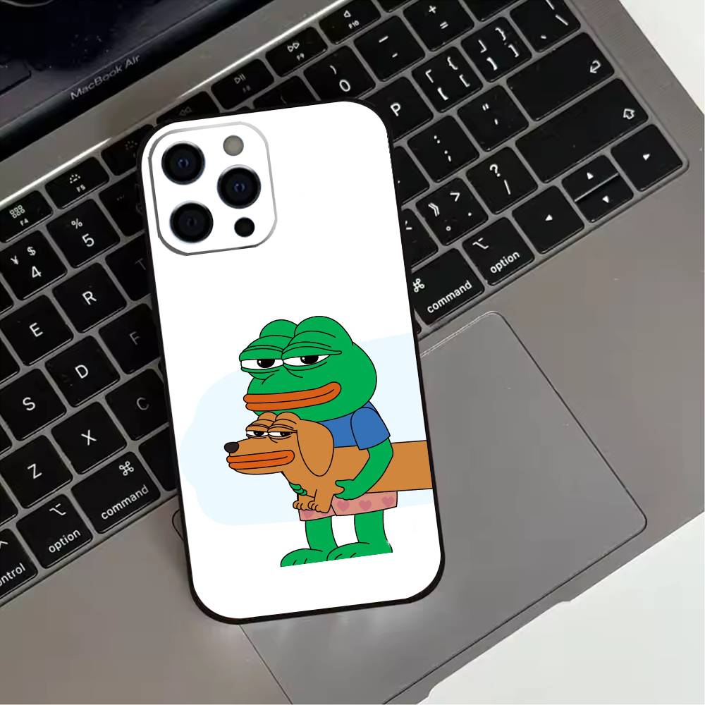 Funny P-Pepe Frog Sad Phone Case For iPhone 17,16,15,14,13,12,11 Plus,Pro Max,XS,Soft Silicone Black Cover
