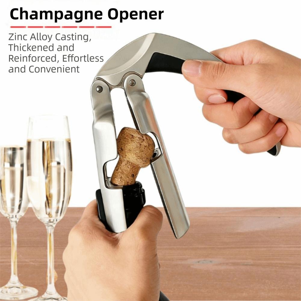 Ergonomic Handle Champagne Bottle Opener Zinc Zinc Zinc Alloy Champagne Cork Remover Kitchen Sparkling