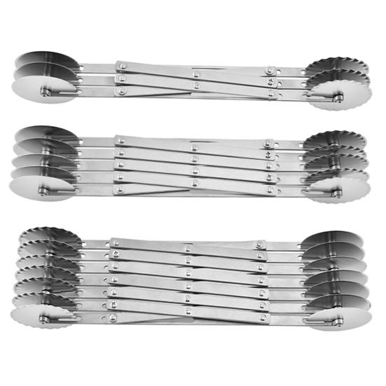 Pizza Hob Stretchable Non-rusting 2 Heads 37748 Wheels Stainless Steel Pastry Cutting