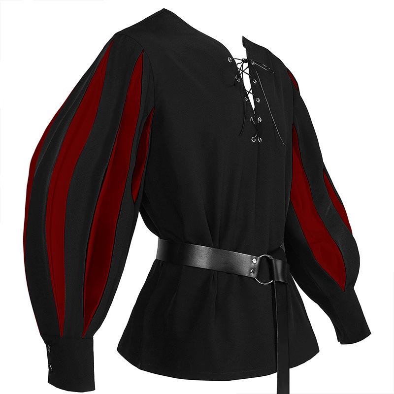 European & American Retro Medieval Costume Lace-up Shirt Cosplay Top