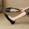 2025 New French Square Head Grandma Shoes Women's Soft-soled Single Shoes Light Mouth Laden Shoes Commuter Ballet Flats