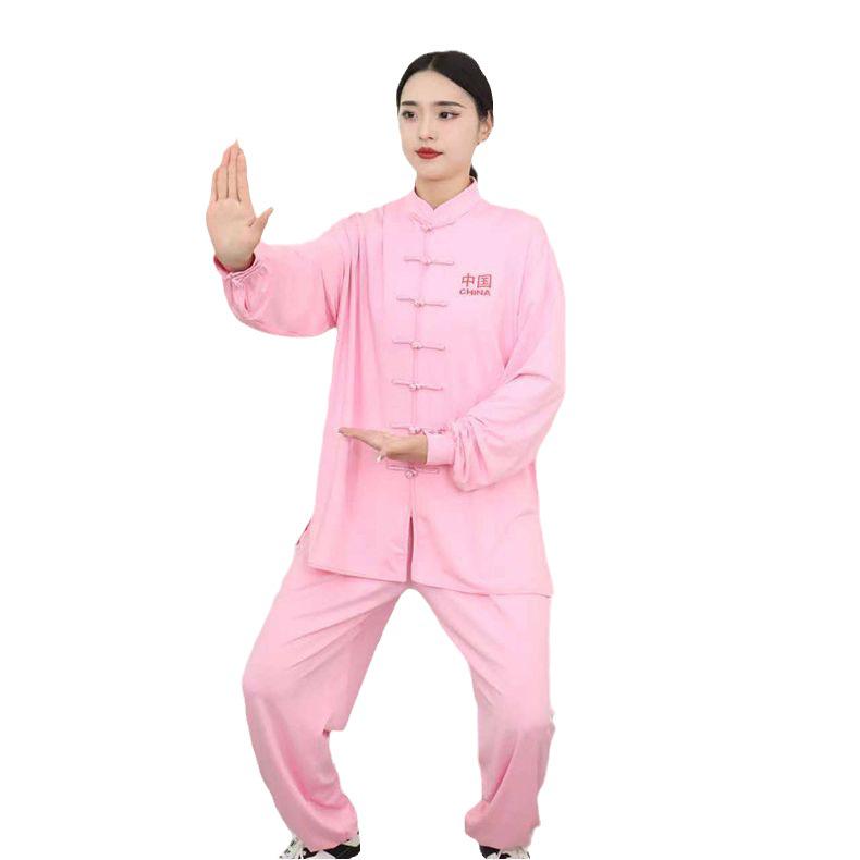 Комплект костюма Тай Чи из высококачественного молочного шелка для женщин и мужчин - Весенне-осенний костюм для выступлений по ушу, в китайском стиле