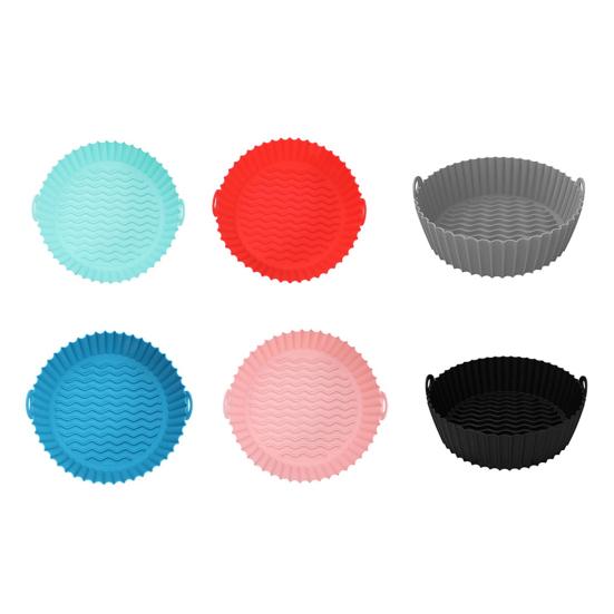 Силиконовый вкладыш для аэрофритюрницы с ручками Круглые складные коврики для выпечки, жарки, приготовления на пару Пищевой антипригарный