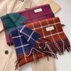 Versatile British Style Temperament Tassel Shawl Autumn and Winter New Large Plaid Scarf for Women Warm Scarf for Students