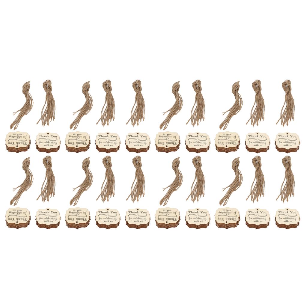 20 Sets Wood Thank You Tag Crafts Wooden Thanksgiving Gift Wrapping Tag Card Decoration with Rop