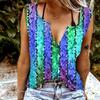 Women Tanks Sexy V Neck Sleeveless Summer Tops Vest 3D Multicolored Pattern Print Cool Lightweight Tops